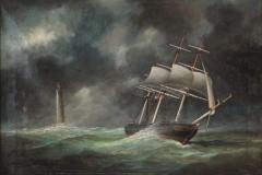 Ship in a Storm off Minot Light in the manner of Clement Drew